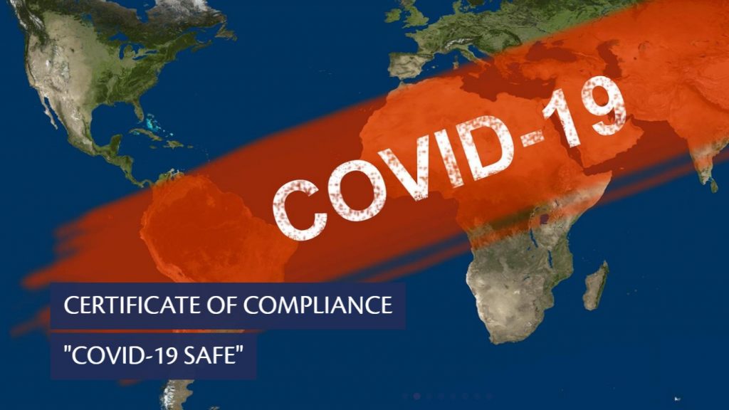 Certificate of Compliance COVID-19 safe by Temos International